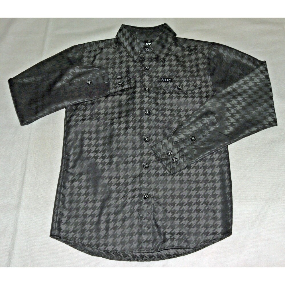 Dixxon FIST 3.0 Men's Long Sleeve Button Front Houndstooth Flannel Shirt Size XS